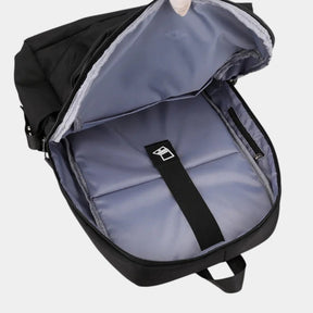 Men’s anti-theft travel backpack with USB port, water-resistant nylon fabric, and hidden security pockets for commuting and travel