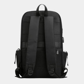 Men’s anti-theft travel backpack with USB port, water-resistant nylon fabric, and hidden security pockets for commuting and travel