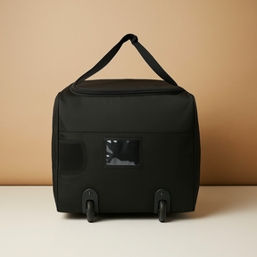 Expandable travel duffel bag for women with wheels, lightweight design, and large capacity for hassle-free travel and organised packing.