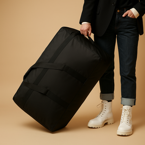 Expandable travel duffel bag for women with wheels, lightweight design, and large capacity for hassle-free travel and organised packing.