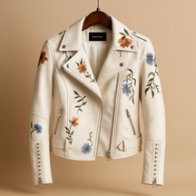 Fitted leather jacket for women with zip pockets and sleek design, ideal for both daywear and evening style.