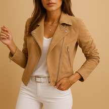Fitted long-sleeve zip-up jacket for women with elegant silhouette and lightweight warmth, ideal for business or casual layering.