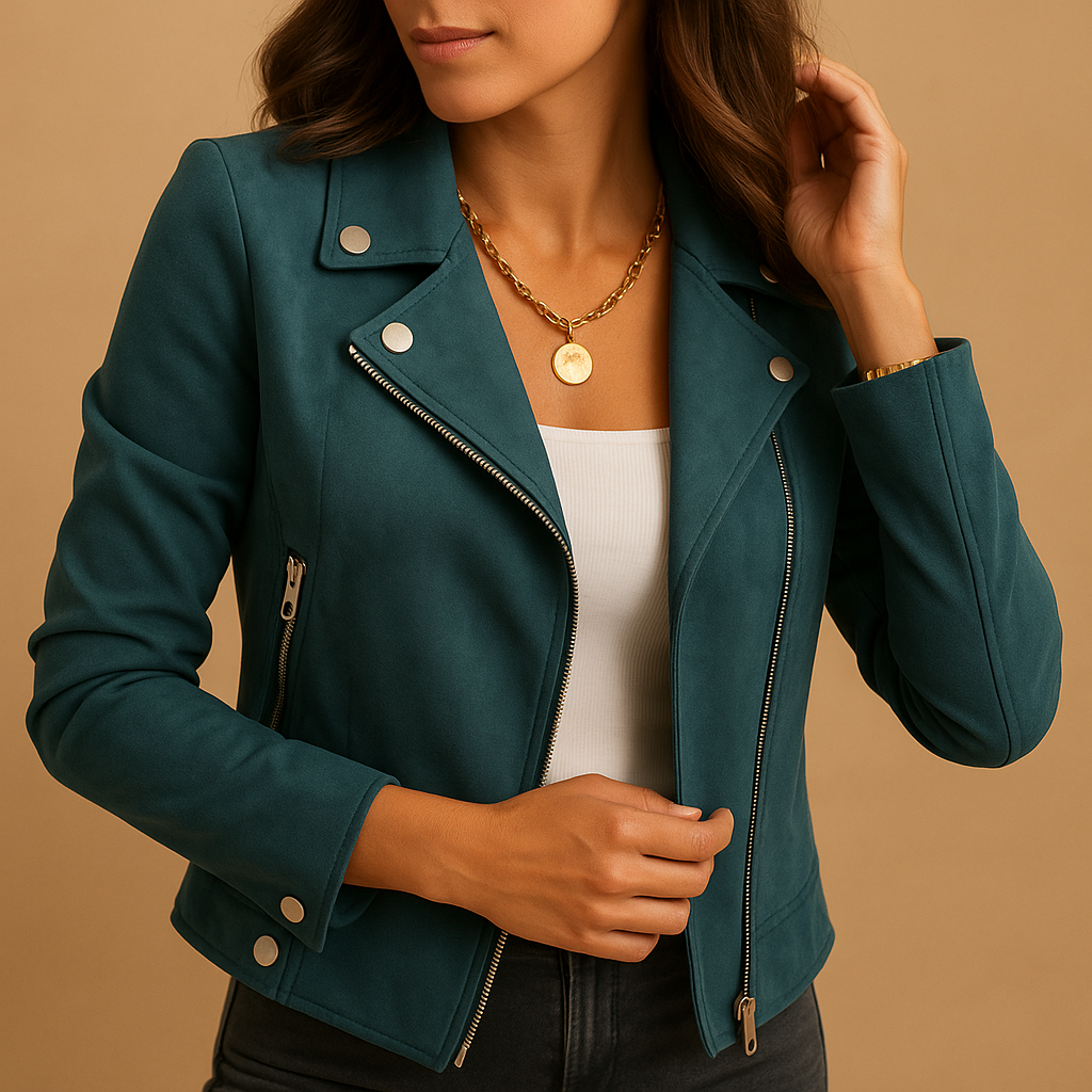 Fitted long-sleeve zip-up jacket for women with elegant silhouette and lightweight warmth, ideal for business or casual layering.