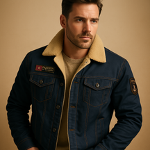 Men’s fleece motorcycle jacket with breathable fabric, sporty fit, and reinforced zones for added protection on cold rides