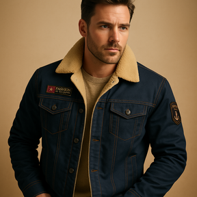 Men’s fleece motorcycle jacket with breathable fabric, sporty fit, and reinforced zones for added protection on cold rides