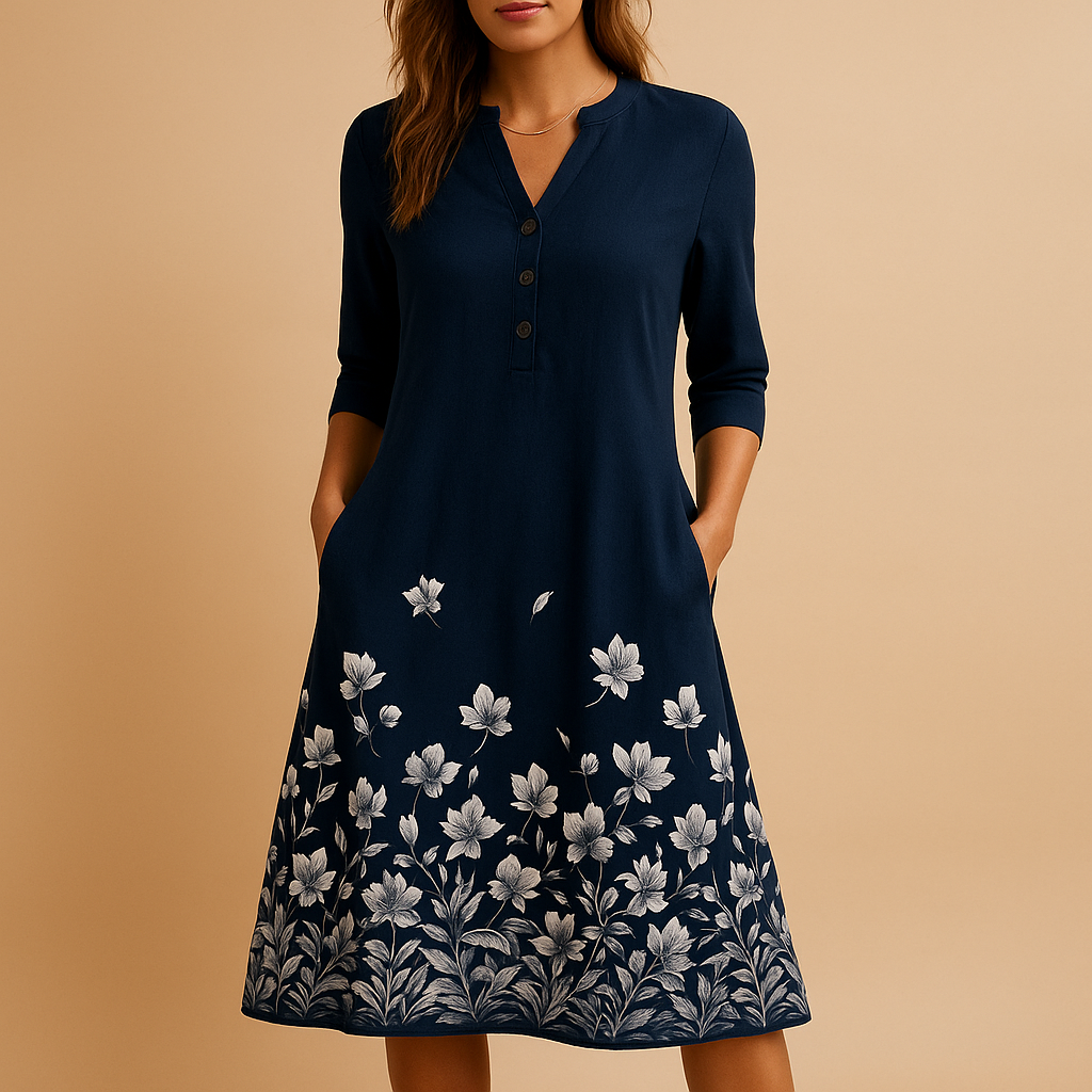 Floral summer dress for women with breathable fabric and relaxed fit, ideal for casual outings and festive summer days.