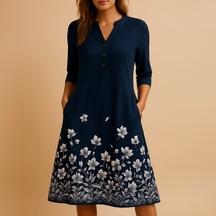 Floral summer dress for women with breathable fabric and relaxed fit, ideal for casual outings and festive summer days.