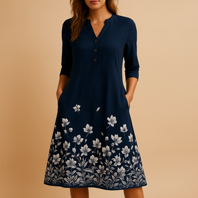 Floral summer dress for women with breathable fabric and relaxed fit, ideal for casual outings and festive summer days.