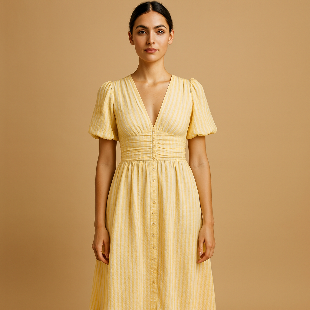 Flowy maxi dress for women with long sleeves and button-down design, perfect for casual days, elegant workwear, and formal occasions.