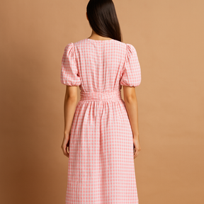 Flowy maxi dress for women with long sleeves and button-down design, perfect for casual days, elegant workwear, and formal occasions.