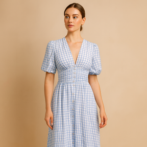 Flowy maxi dress for women with long sleeves and button-down design, perfect for casual days, elegant workwear, and formal occasions.
