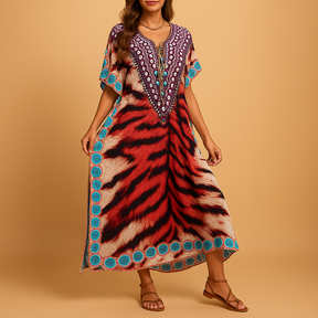 Flowy casual summer dress for women in breathable fabric with flattering fit, available in multiple colors for spring and summer occasions.