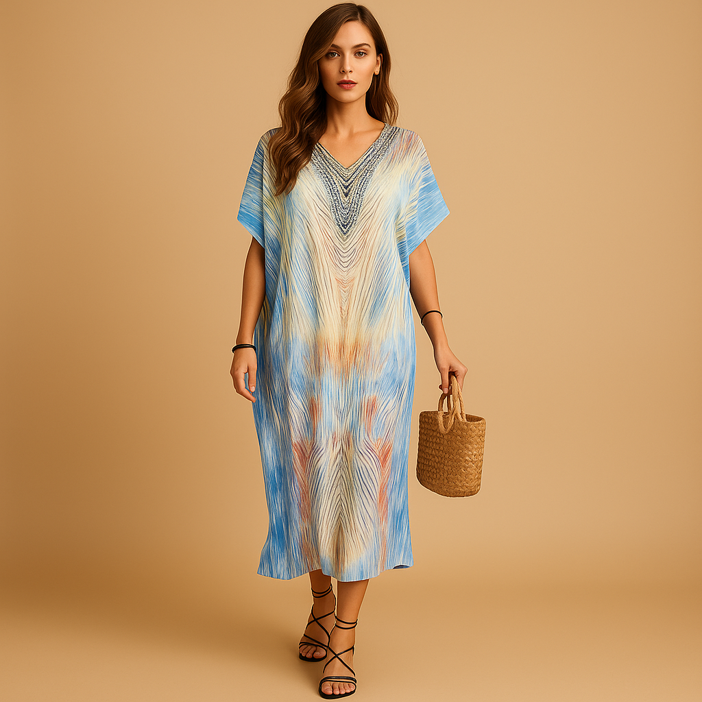 Flowy casual summer dress for women in breathable fabric with flattering fit, available in multiple colors for spring and summer occasions.