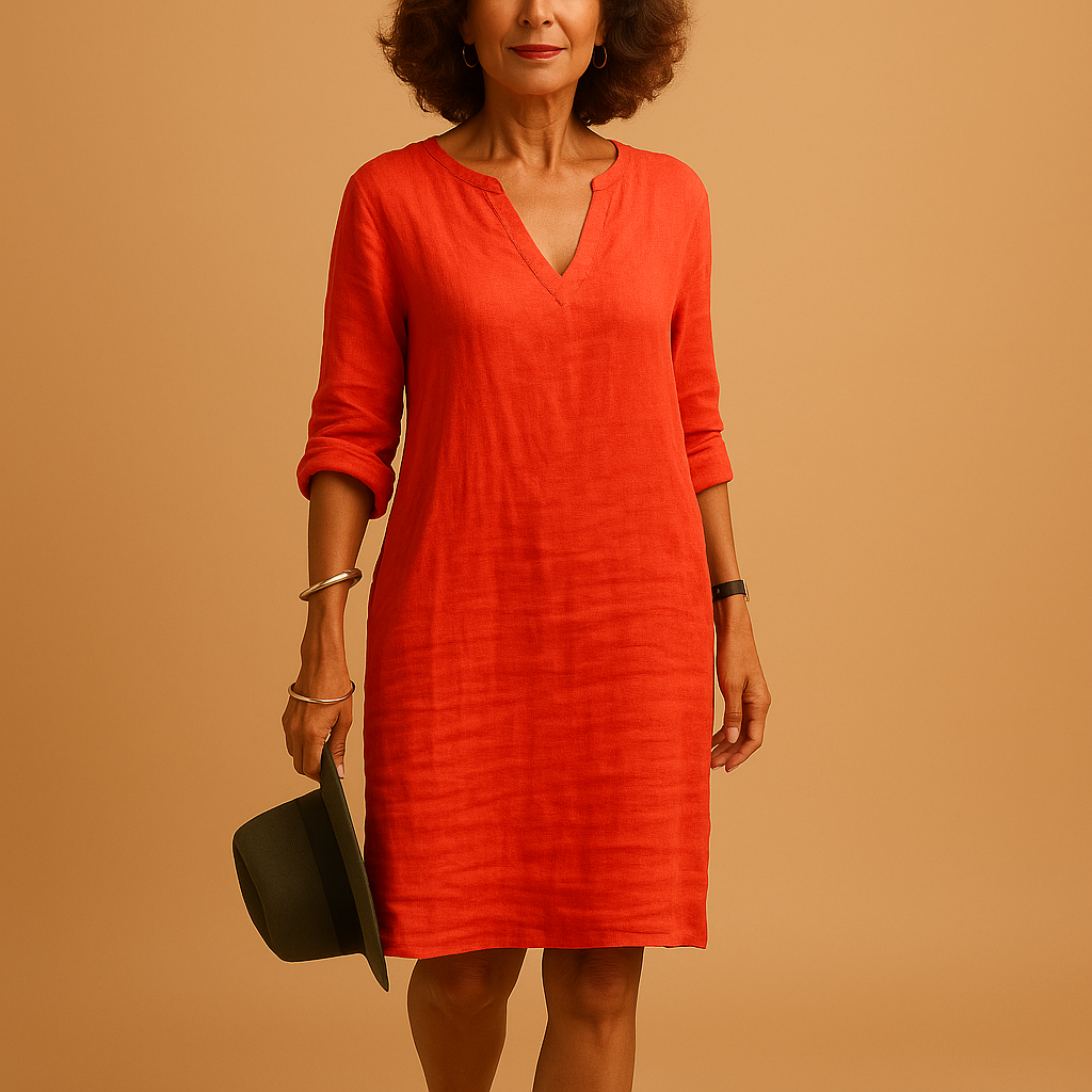 Flattering summer dress for women in lightweight fabric with flowy design, ideal for beach days, terrace outings, and warm-weather style.