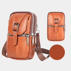 Women’s genuine leather anti-theft crossbody bag with adjustable strap, secure zip, and elegant compact design for everyday and travel