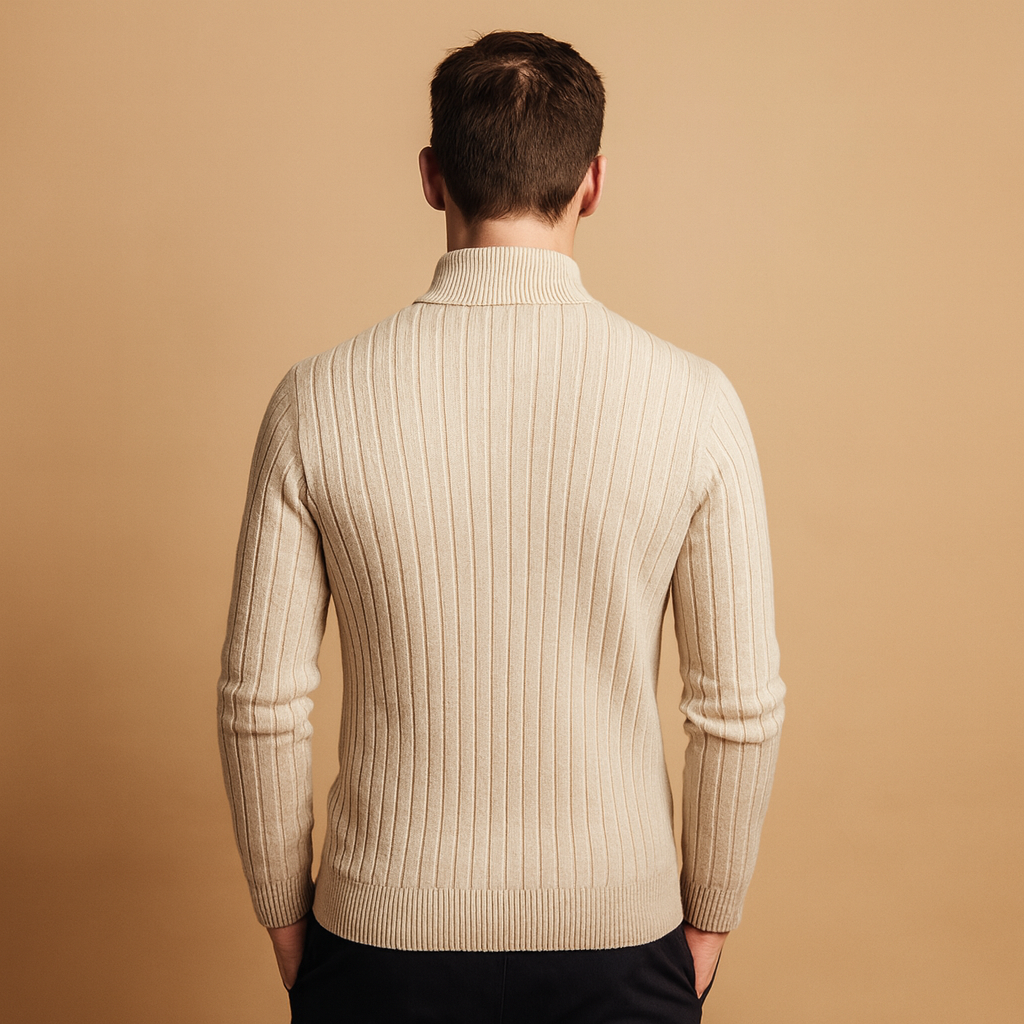 Marcus is a half-zip sweater for men with ribbed sleeves and a modern design. Perfect for casual or smart-casual looks. Order now in 5 colors!