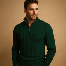 Marcus is a half-zip sweater for men with ribbed sleeves and a modern design. Perfect for casual or smart-casual looks. Order now in 5 colors!