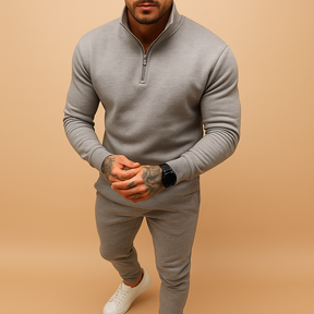 Men’s tracksuit set with half-zip sweatshirt and matching joggers, perfect for lounging, sports, and casual wear in soft comfortable fabric
