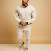 Men’s tracksuit set with half-zip sweatshirt and matching joggers, perfect for lounging, sports, and casual wear in soft comfortable fabric
