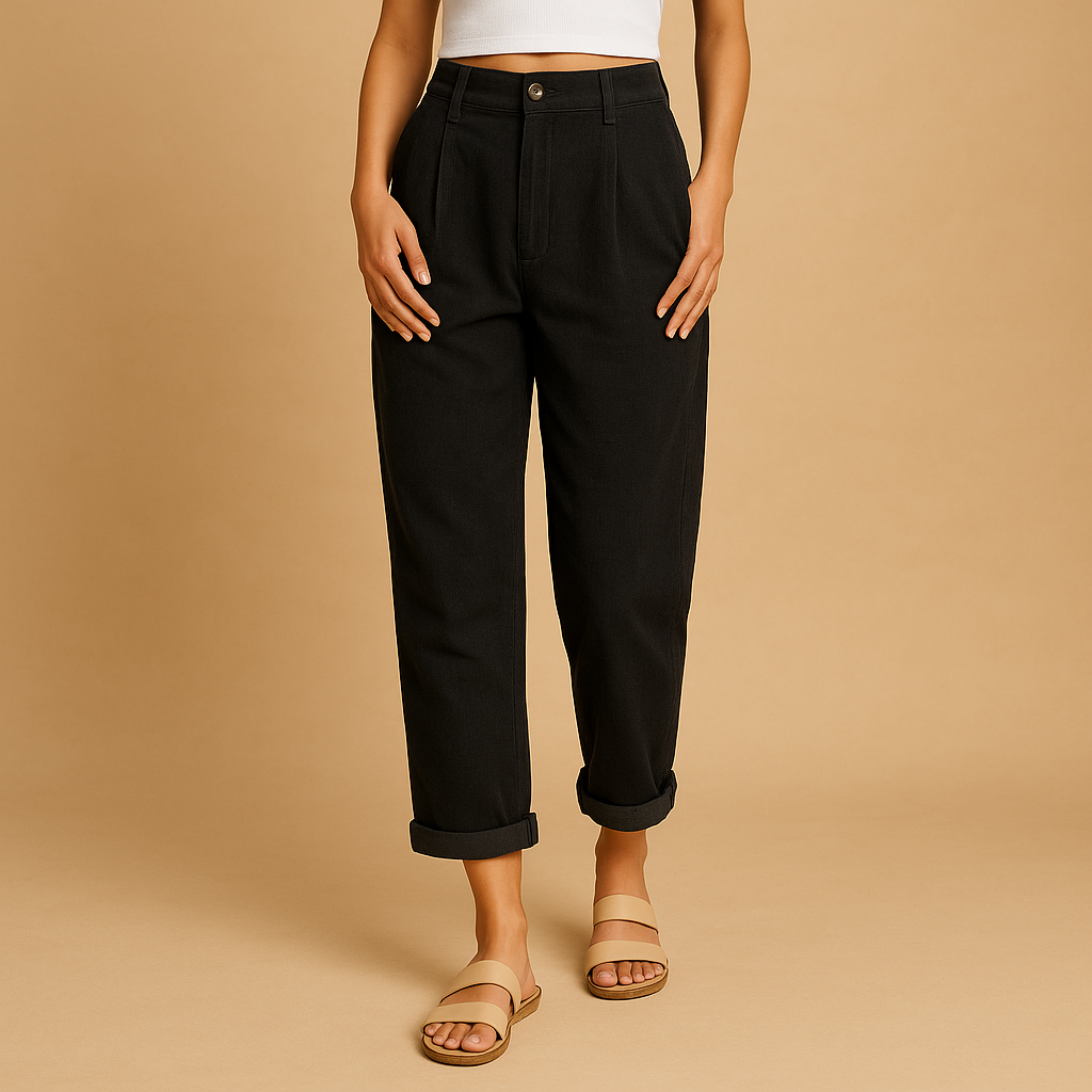High waist corduroy pants for women in soft cotton blend, available in multiple colors, with straight leg and relaxed fit for autumn outfits.