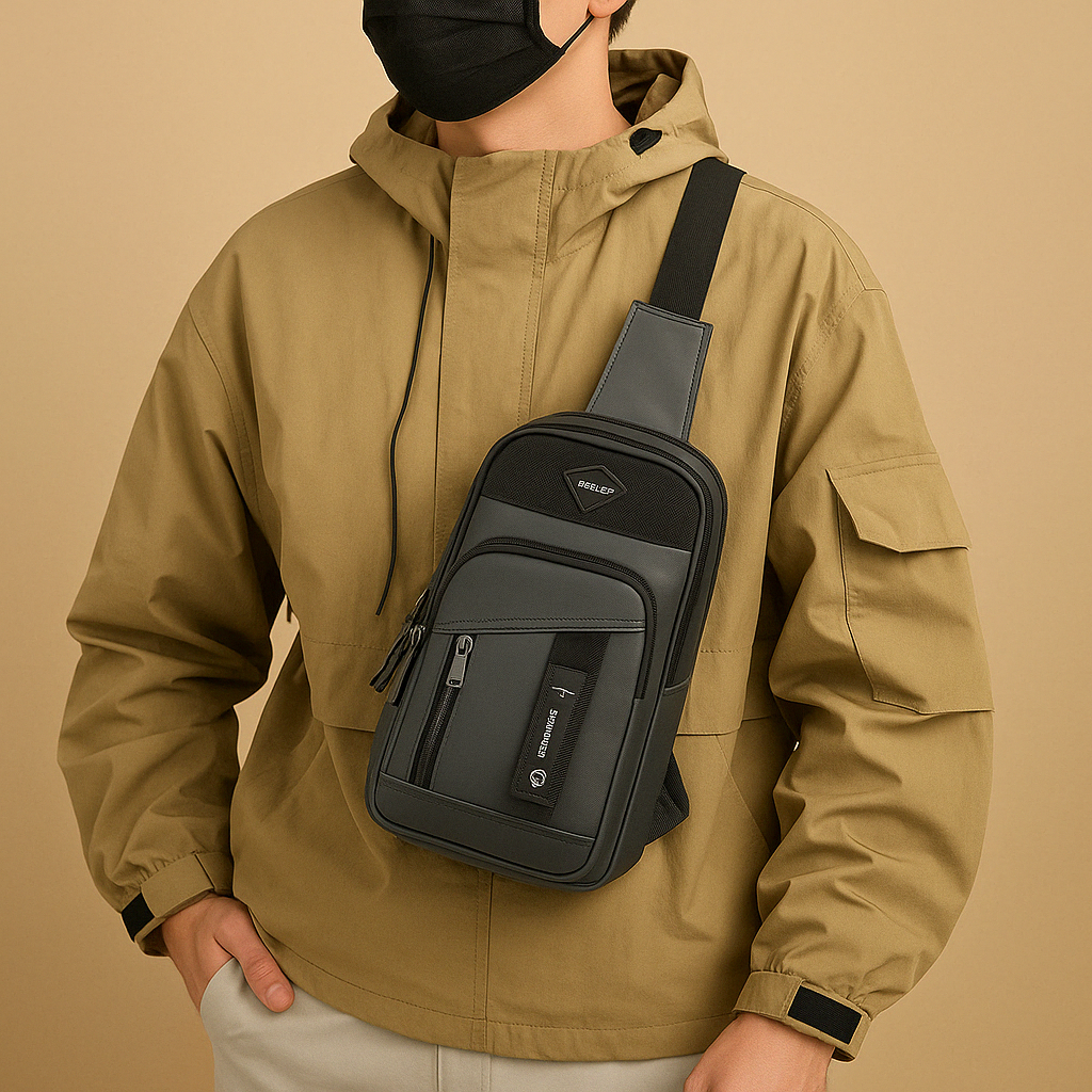 Men’s large anti-theft messenger bag with waterproof compartments, Oxford fabric, and adjustable strap—perfect for professional and daily use