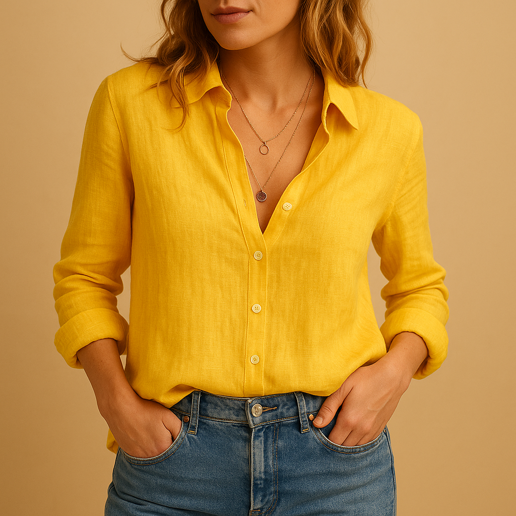 Lightweight autumn blouse for women with a loose casual fit and breathable fabric, ideal for daily wear or work in cooler seasons.