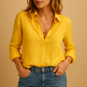 Lightweight autumn blouse for women with a loose casual fit and breathable fabric, ideal for daily wear or work in cooler seasons.