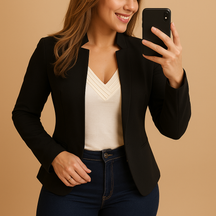 Women’s lightweight blazer with lapel collar and regular fit, perfect for spring and summer office or casual outfits.