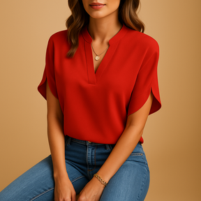 Lightweight elegant blouse for women in a loose feminine fit, ideal for warm spring and summer days, casual moments, and timeless outfits.