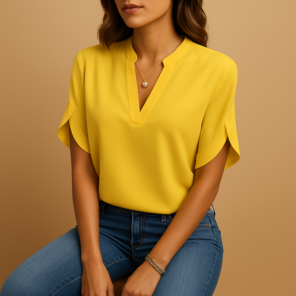 Lightweight elegant blouse for women in a loose feminine fit, ideal for warm spring and summer days, casual moments, and timeless outfits.
