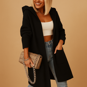 Lightweight women's hooded jacket in black and khaki with long sleeves, perfect for streetwear and casual outfits