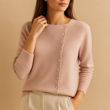 Women’s lightweight round neck sweater in solid color with long sleeves, perfect for layering or standalone everyday wear.