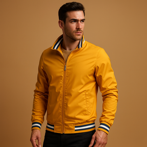 Men’s lightweight summer jacket with breathable fabric, timeless design, and front zipper, perfect for casual and formal outfits during warm days.