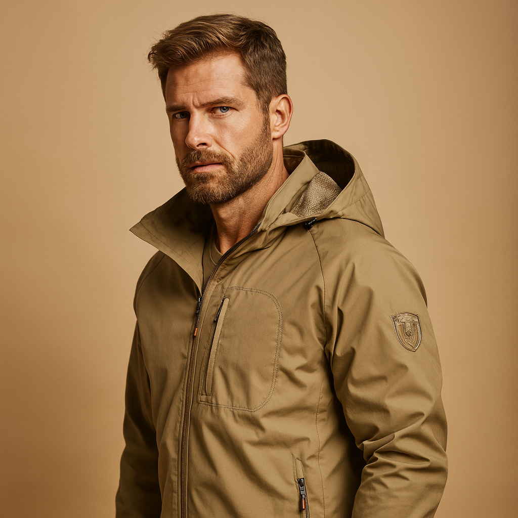 Men’s lightweight summer outdoor jacket with breathable fabric, durable design, and multiple pockets, ideal for hiking, camping, or casual wear.