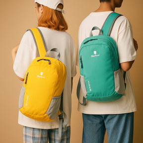 Lightweight waterproof backpack for women with 20-litre capacity, ergonomic straps, and foldable design for travel, hiking, or daily adventures.
