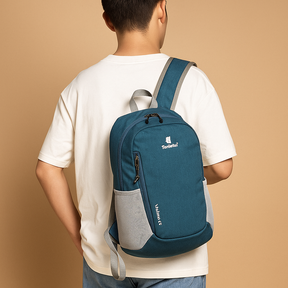Lightweight waterproof backpack for women with 20-litre capacity, ergonomic straps, and foldable design for travel, hiking, or daily adventures.