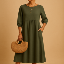 Long casual chic dress for women with relaxed fit and round neckline, perfect for spring, summer, and everyday wear.