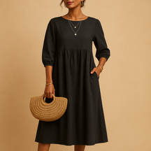 Long casual chic dress for women with relaxed fit and round neckline, perfect for spring, summer, and everyday wear.