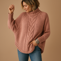 Long chunky knit sweater for women with a relaxed fit and thick weave, perfect for winter warmth and everyday comfort.