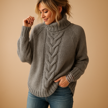 Long chunky knit sweater for women with a relaxed fit and thick weave, perfect for winter warmth and everyday comfort.