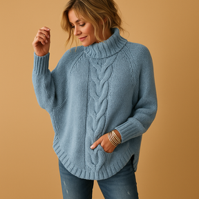 Long chunky knit sweater for women with a relaxed fit and thick weave, perfect for winter warmth and everyday comfort.