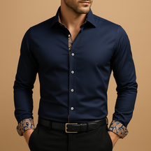 Men’s long sleeve shirt in classic design with a refined fit, ideal for formal events, evenings out, and smart casual wear.