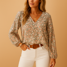 Elegant long sleeve blouse for women with a flattering fit, ideal for work, social events, or casual spring and summer days.a