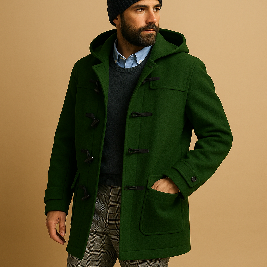 Men’s long winter coat with a stylish design, providing warmth and comfort for work, winter walks, and daily wear.