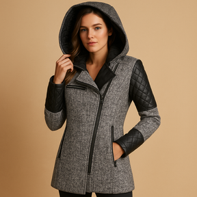 Long winter coat with hood for women in elegant design, ideal for cold weather and versatile styling