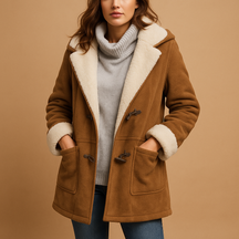Women's long winter coat with hood in red, black, khaki, green, and gray – warm, stylish and ideal for cold weather