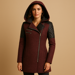 Long winter coat with hood for women in elegant design, ideal for cold weather and versatile styling