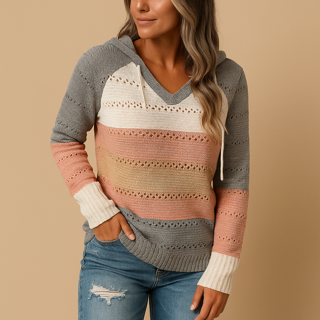 Lightweight V-neck sweater for women with a relaxed fit, breathable knit, and all-season comfort, ideal for layering or standalone wear.