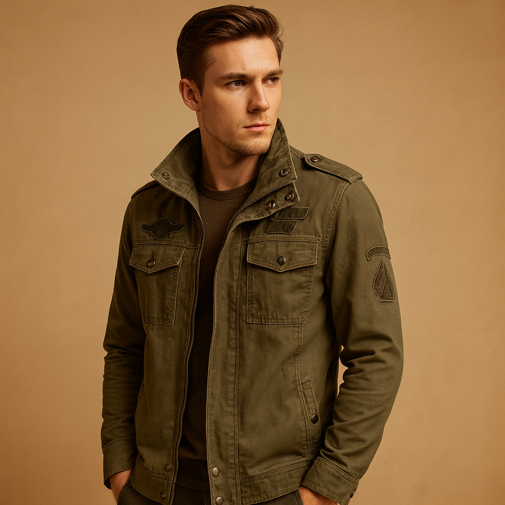 Men’s biker jacket with long sleeves and a sleek design, perfect for casual looks or stylish nights out.