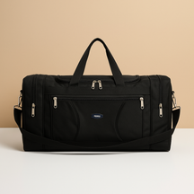 Multi-compartment sports duffle bag for men with zippered pockets, spacious interior, and detachable straps, perfect for gym and travel use.